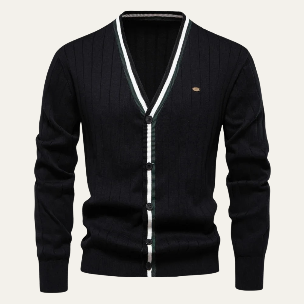 Men's Classic Crew Neck Striped Sweater Cardigan