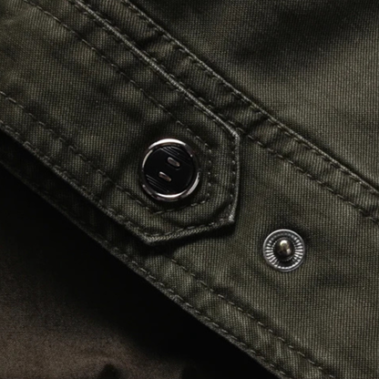 Men's Synthetic Leather Bomber Coat with Pocket Detail