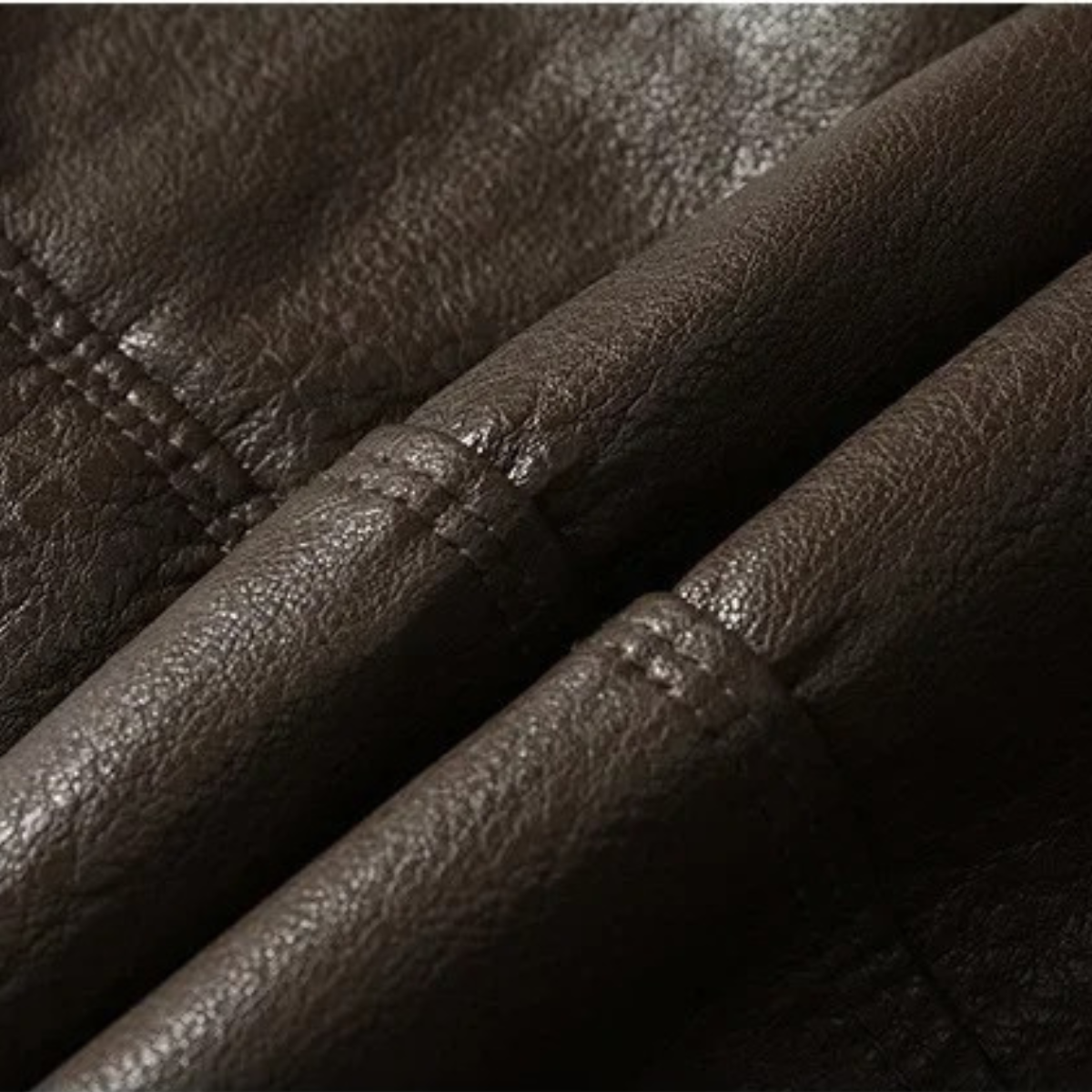 Warm Vintage Fleece Lined Leather Mens Coat