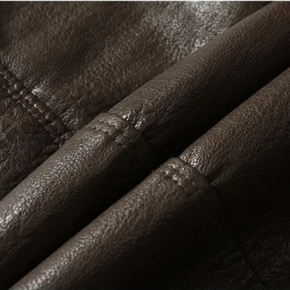Warm Vintage Fleece Lined Leather Mens Coat