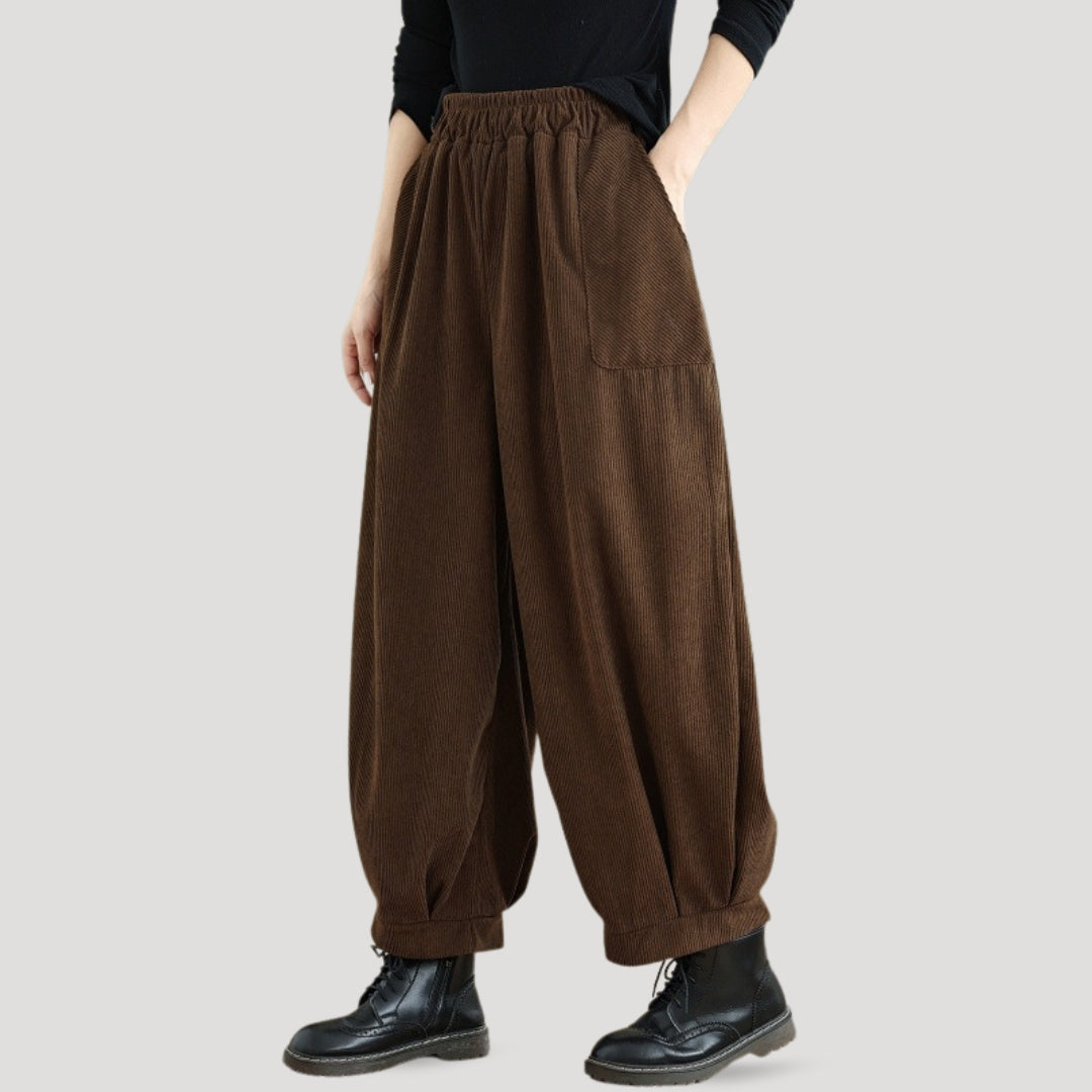 Soft High Waisted Corduroy Flare Pants - OutfitLondon