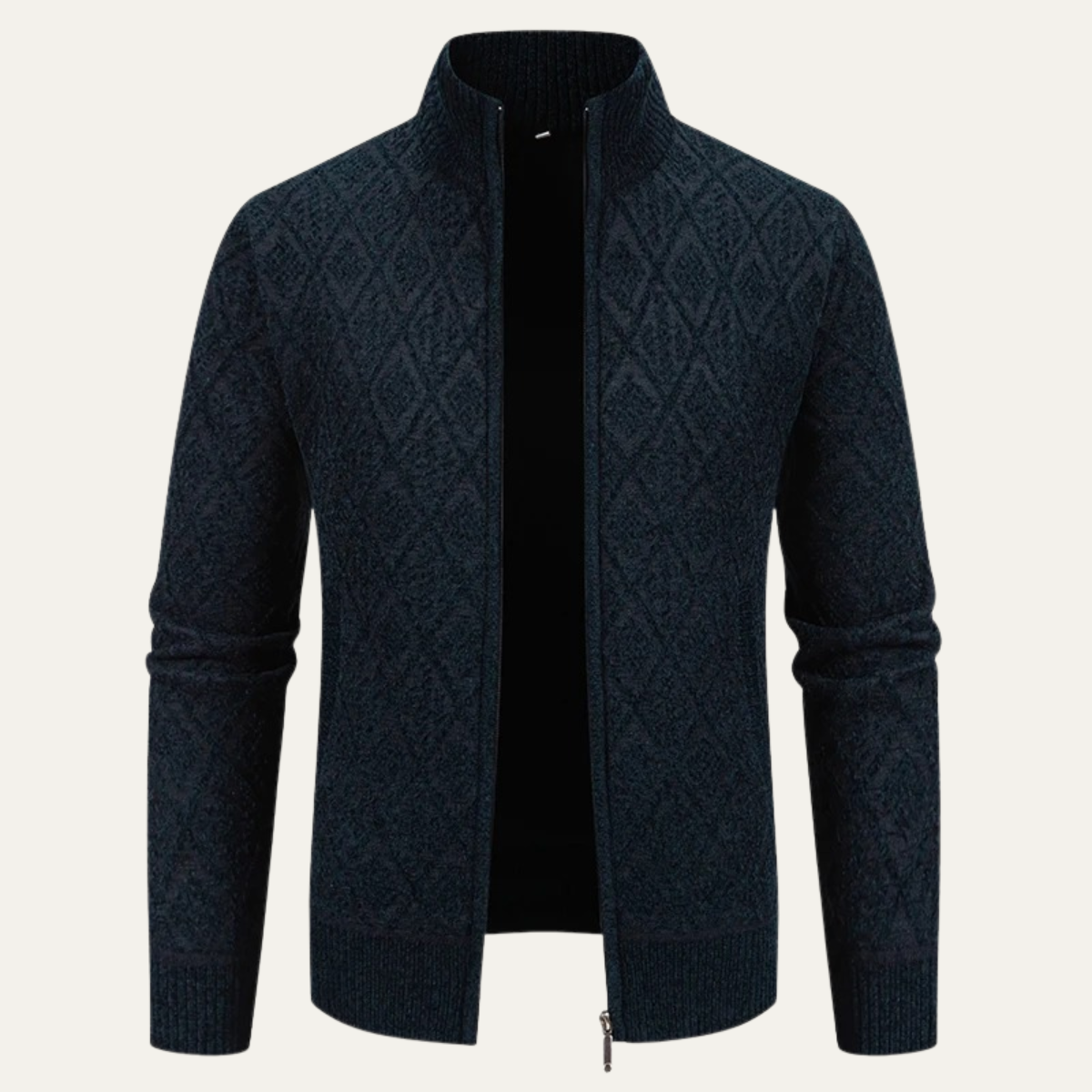 Stylish Men's Zip Up Knit Patterned Jacket