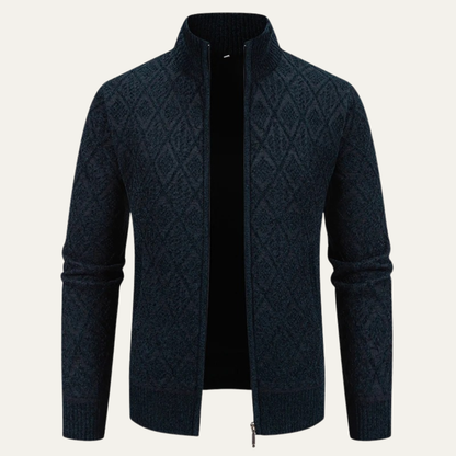 Stylish Men's Zip Up Knit Patterned Jacket