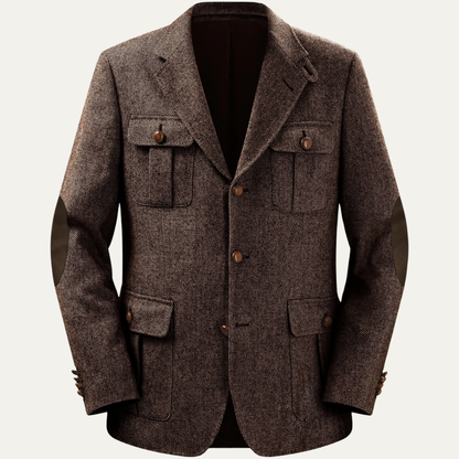 Classic Men's Tweed Wool Blazer Jacket