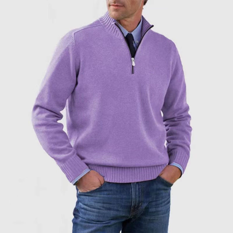 Men's Zip Up Crew Neck Sweater