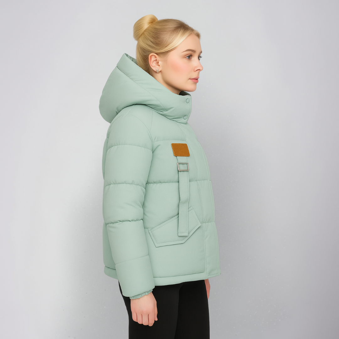 Warm Women's Parka Coat with Lace Details
