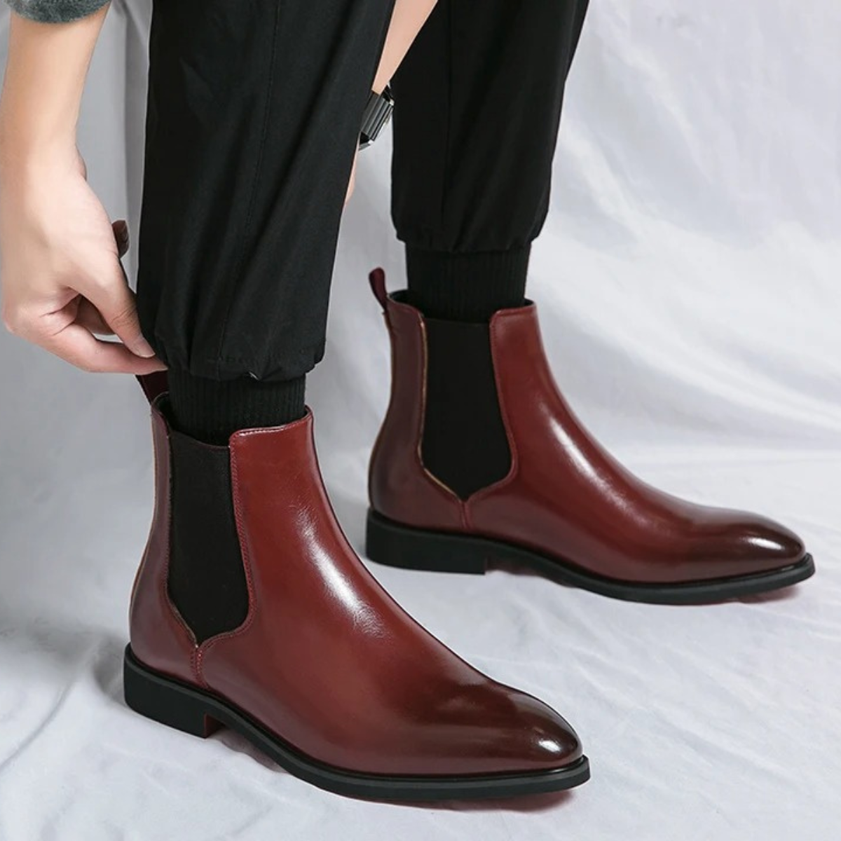 Brown Leather Mens Classic Ankle Boots