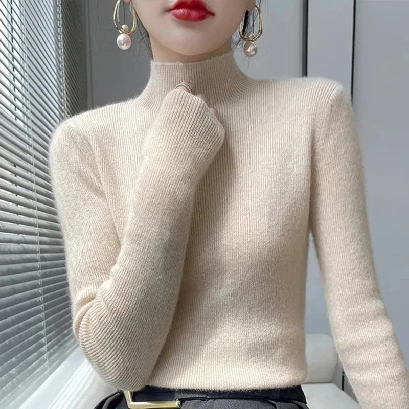 Cozy Fitted Ladies Wool Winter Sweater