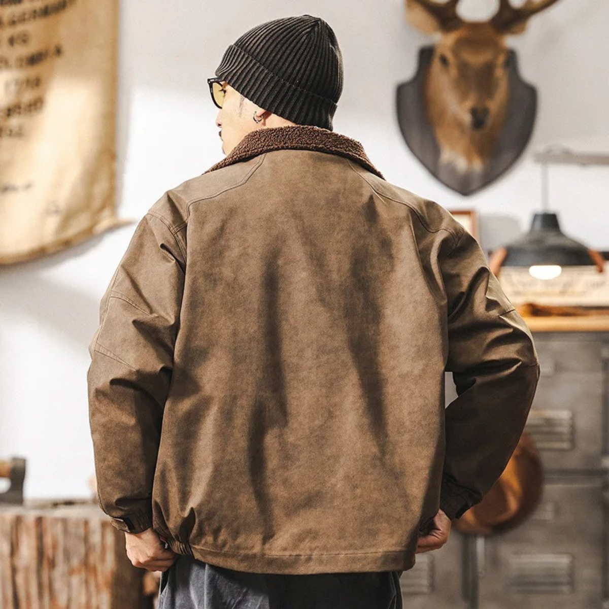 Luxury Mens Suede Inside Fleece Bomber Jacket