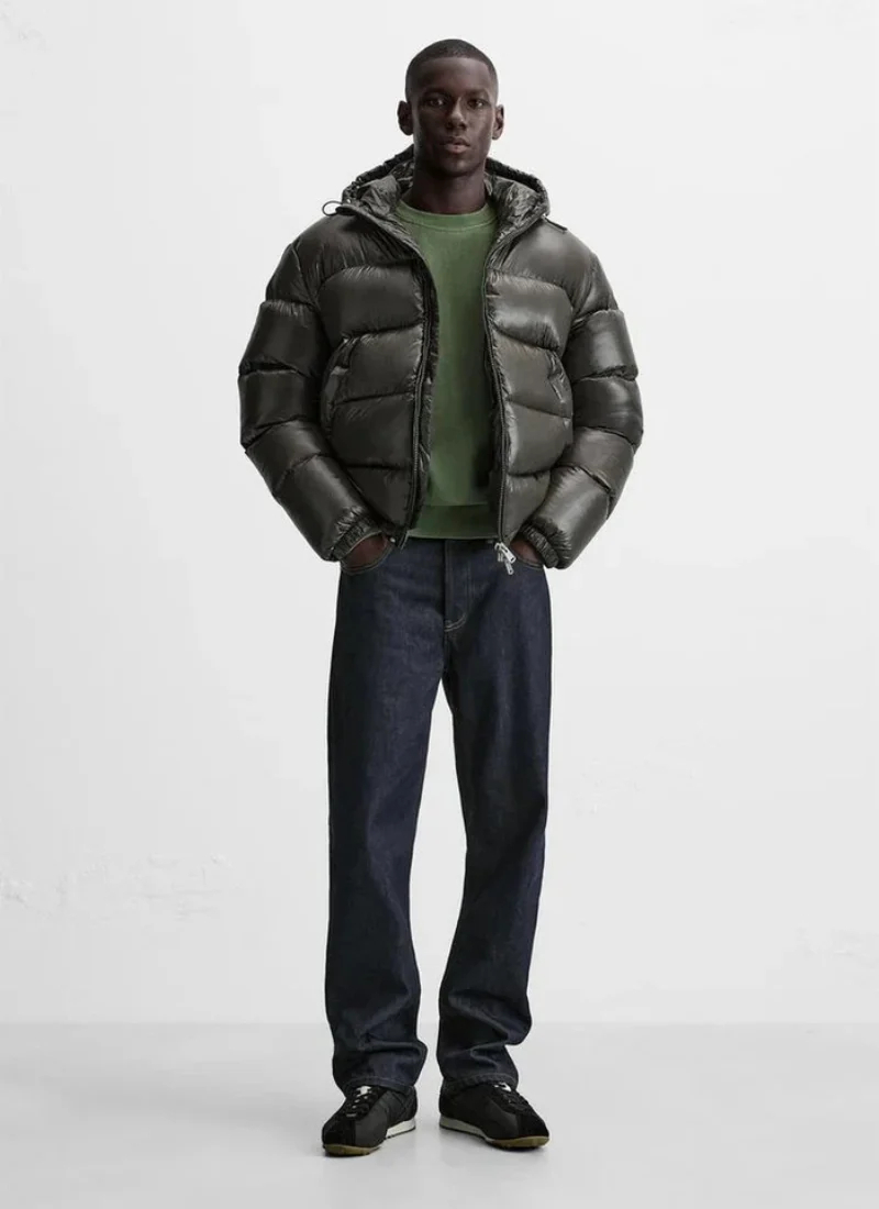 Men's Stylish Quilted Puffer Jacket with Sherpa Lining