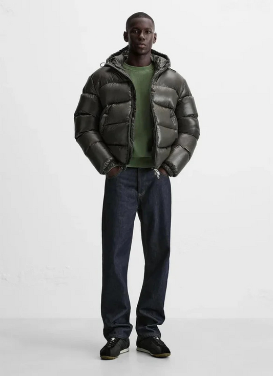 Men's Stylish Quilted Puffer Jacket with Sherpa Lining