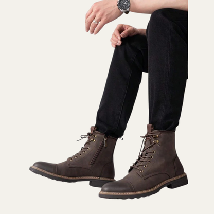 Tough Leather Lace Up Military Ankle Boots
