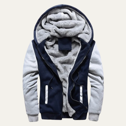 Warm Men's Fleece Zip Up Hooded Jacket