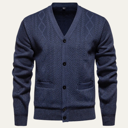 Men's Cozy Crew Neck Pocket Cardigan Sweater