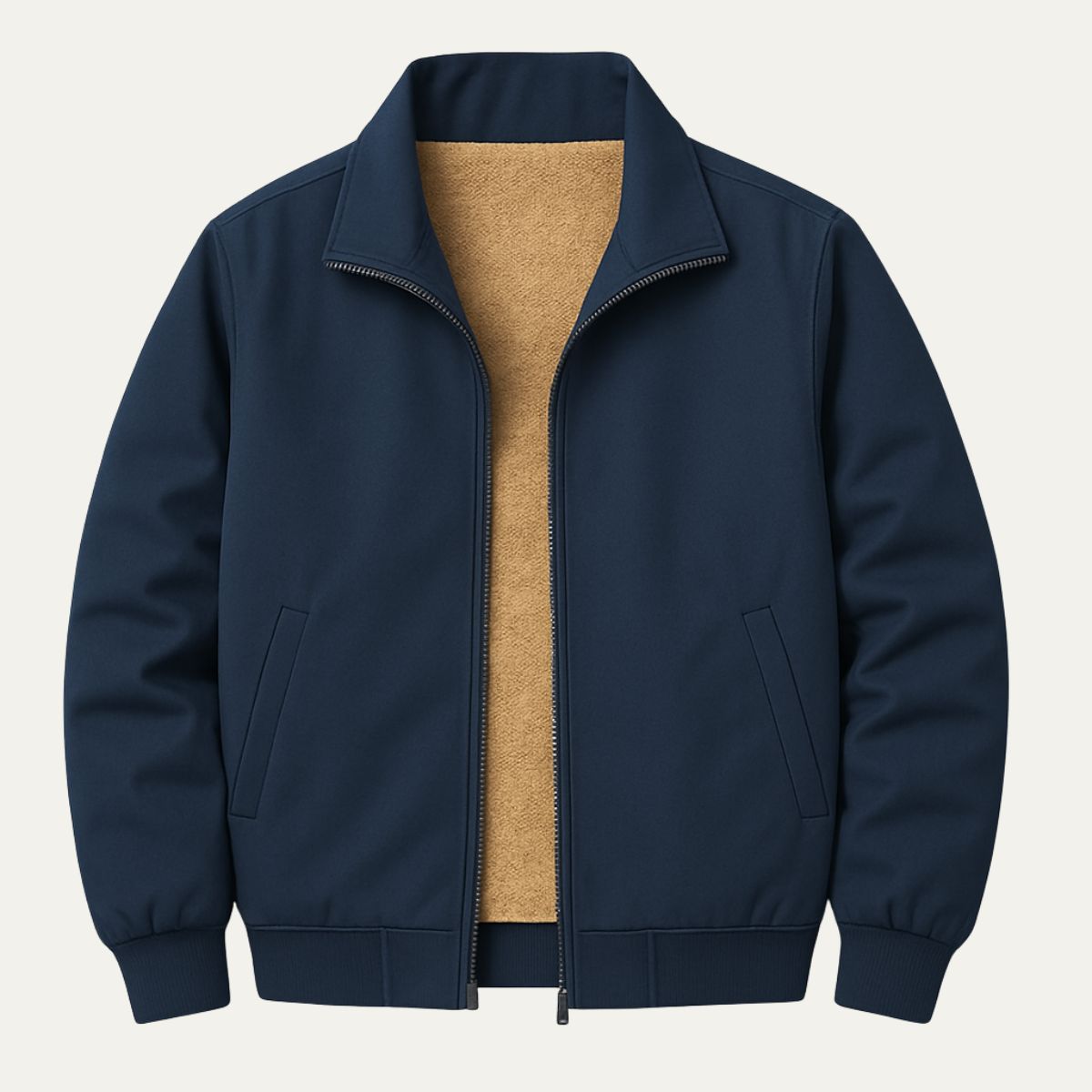 Waterproof Men's Fleece Bomber Jacket with Multiple Pockets