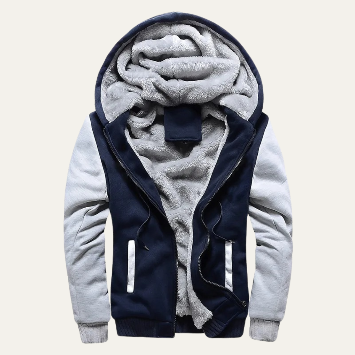 Warm Men's Fleece Hoodie with Sherpa Lining