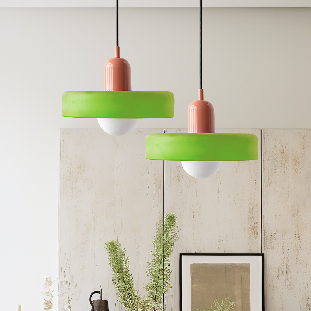 Vibrant Pendant Light With Adjustable Metal Arm