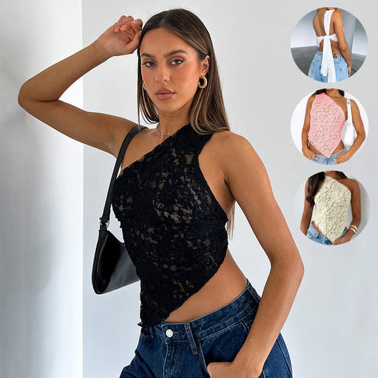 Women's Stylish Asymmetrical Sloped Neck Cotton Vest