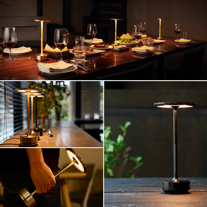 Metallic Cordless Rechargeable Table Lamp& Waterproof Desk Light