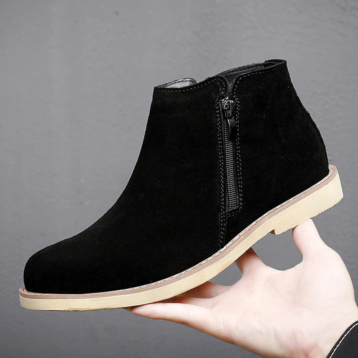 Classic Men's Suede Zipper Chelsea Boots