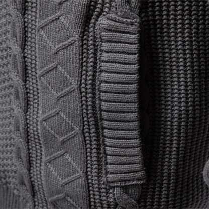 Stylish Men's Fitted Cable Knit Zip Sweater