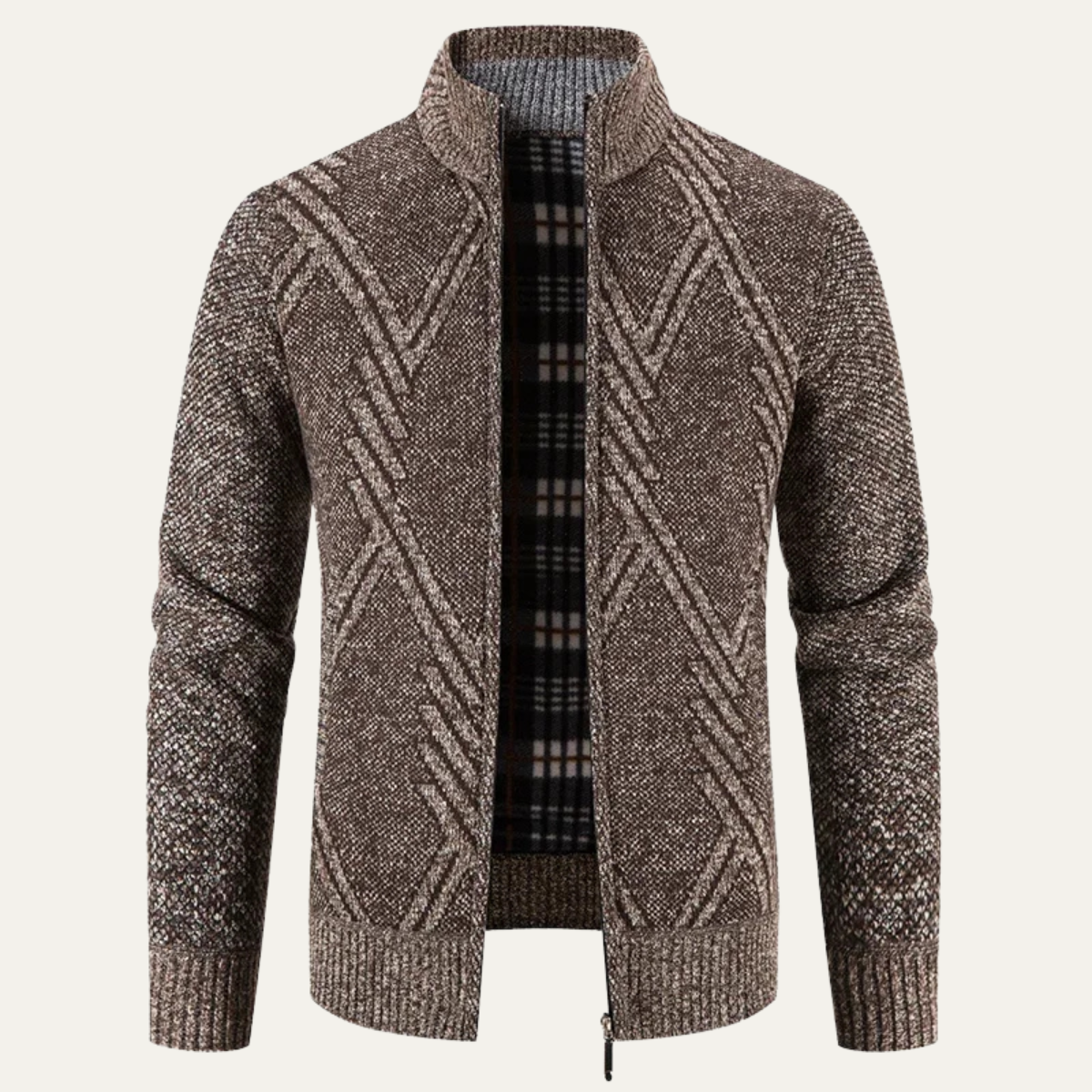 Warm Mens Knit Zip Up Cardigan Sweater