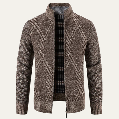 Warm Mens Knit Zip Up Cardigan Sweater