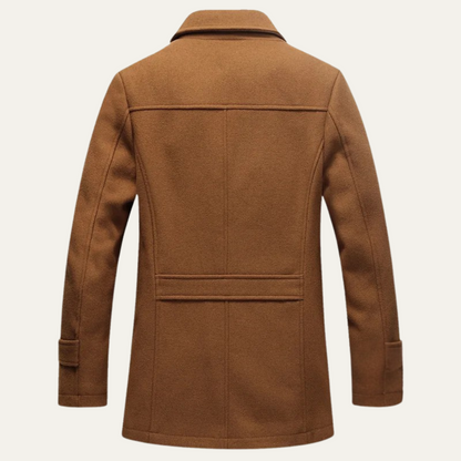 Warm Men's Quilted Trench Coat with Wool Blend