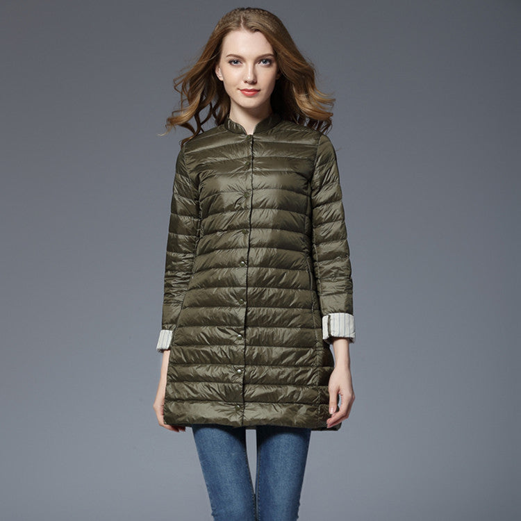 Women's Slim Fit Down Jacket with Medium Length