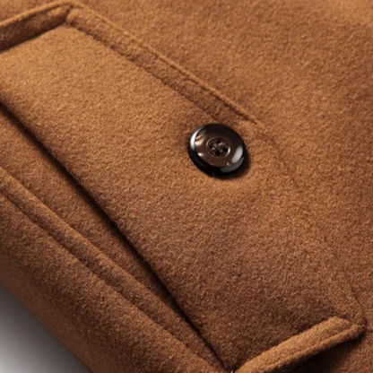 Warm Men's Quilted Trench Coat with Wool Blend