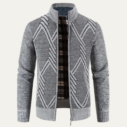 Men's Thick Cable Knit Zip Up Sweater Jacket