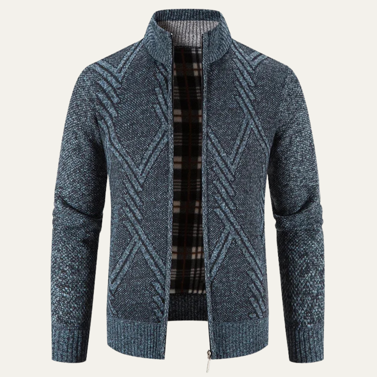 Men's Thick Cable Knit Zip Up Sweater Jacket - OutfitLondon