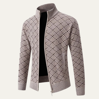 Cozy Men's Fleece Lined Knit Zip Up Cardigan