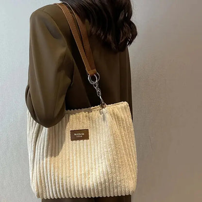 Stylish Women's Corduroy Zipper Handbag