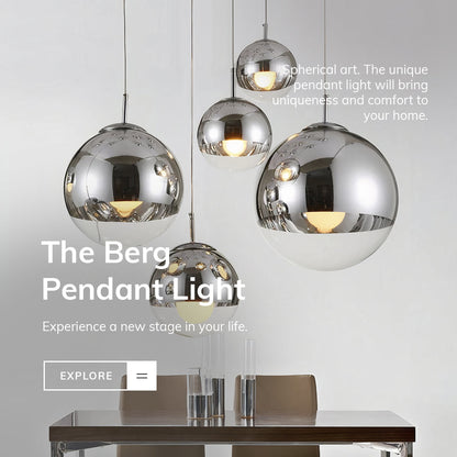 Sleek Chrome Pendant Light Crystal Ball Shade - OutfitLondon