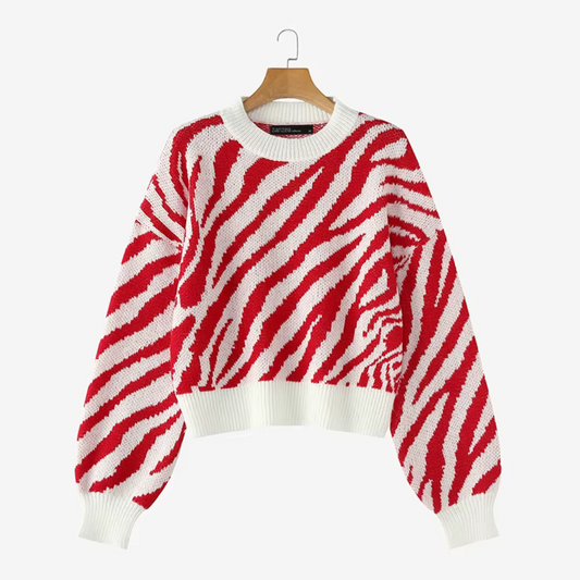 Women's Striped Knit Sweater - OutfitLondon