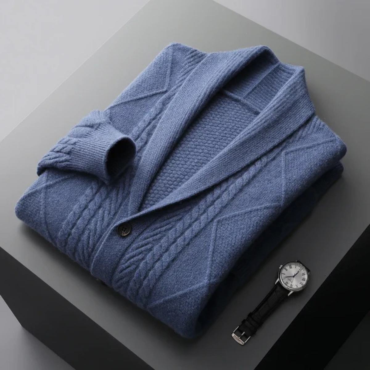 Soft Men's Crew Neck Cashmere Sweater Cardigan