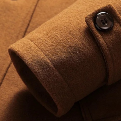 Warm Men's Quilted Trench Coat with Wool Blend