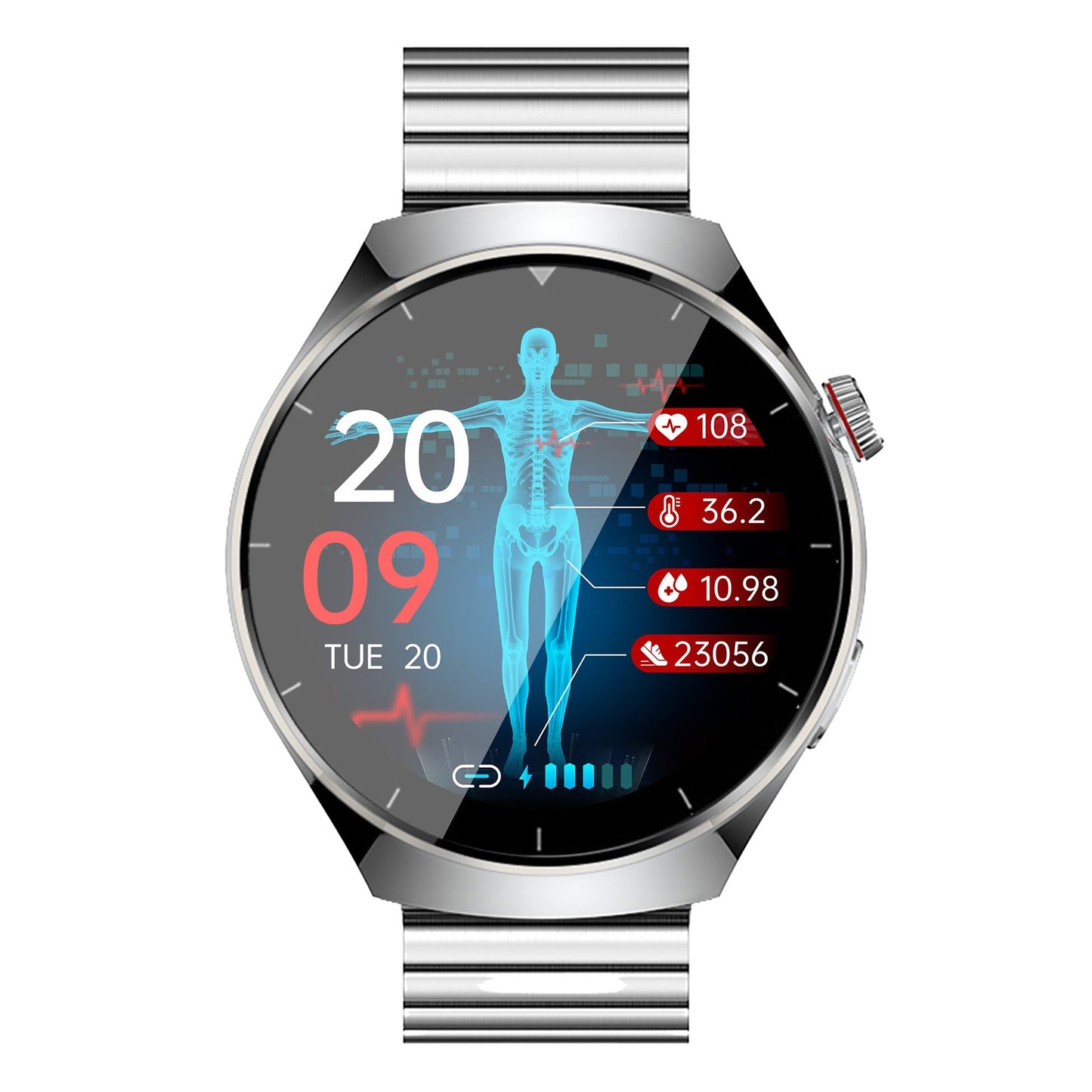 One-click Blood Pressure Blood Sugar ECG/EKG HRV Heart Rate Monitor Health Smart Watch