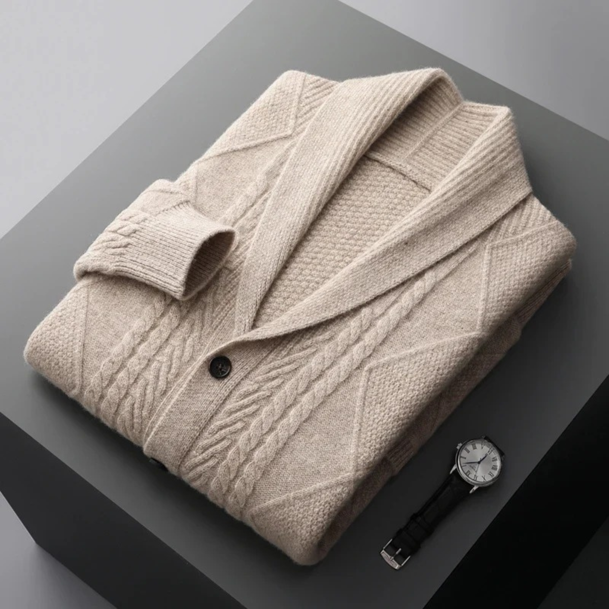 Soft Men's Crew Neck Cashmere Sweater Cardigan