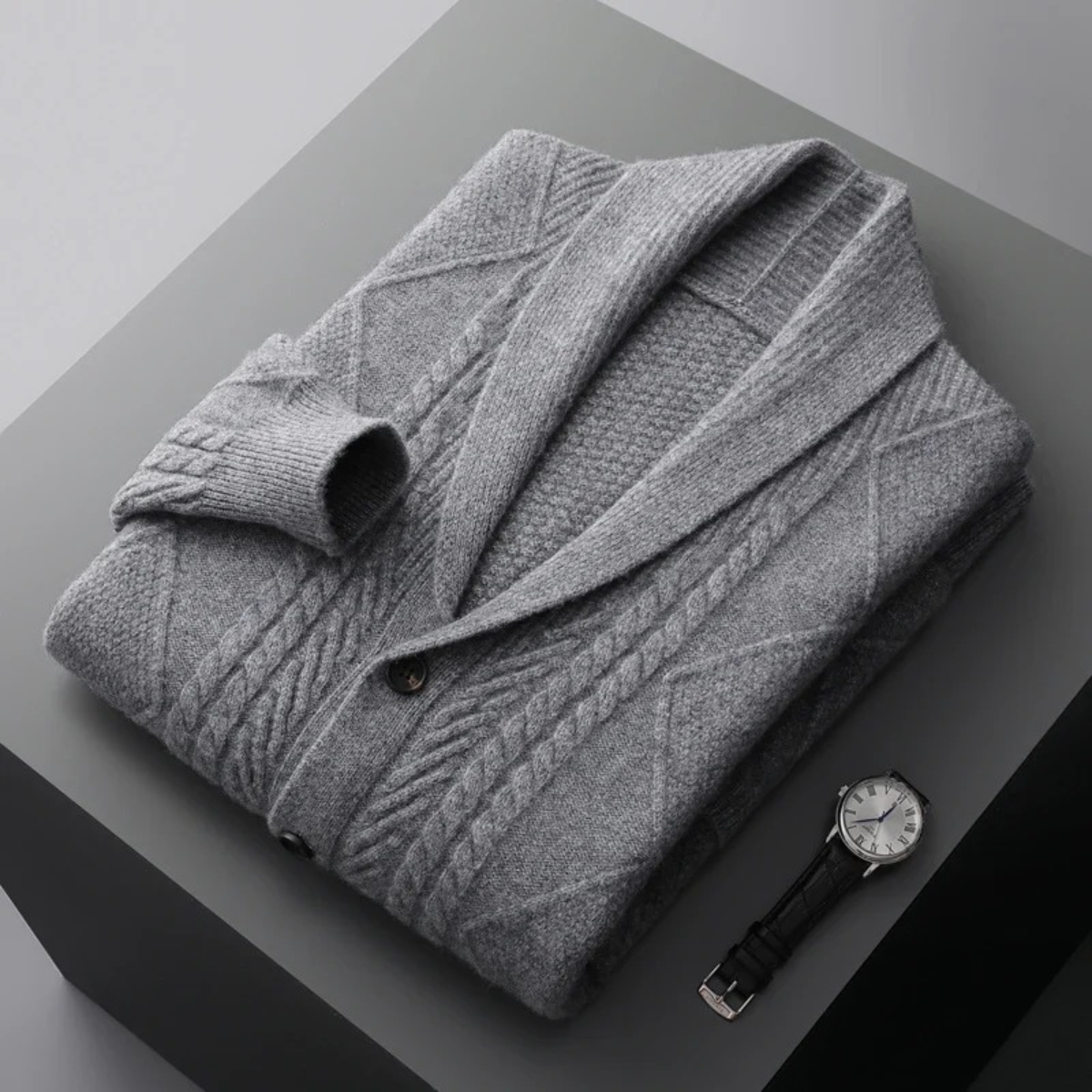Soft Men's Crew Neck Cashmere Sweater Cardigan