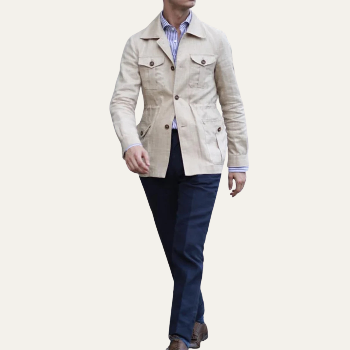 Classic Men's Relaxed Fit Cotton Blazer Jacket