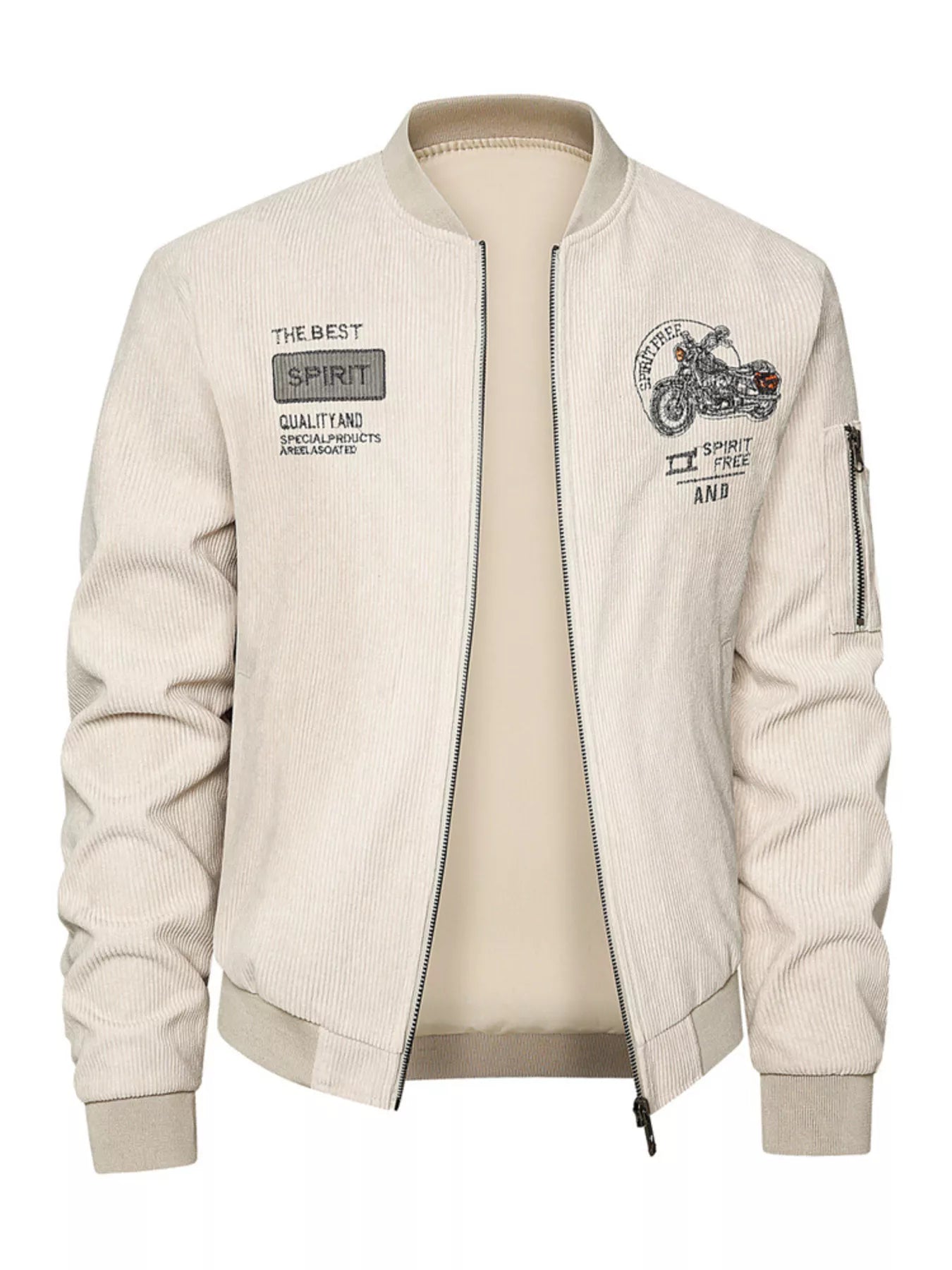 Large Size Fleece Lined Bomber Jacket