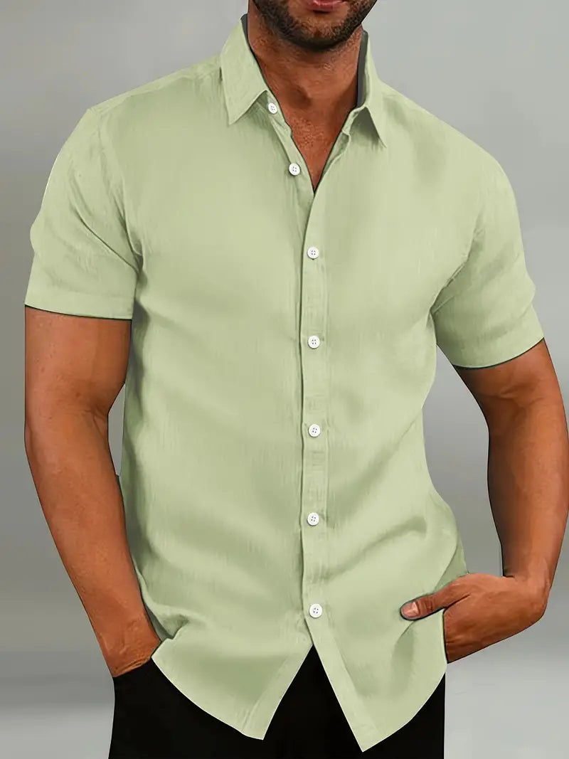 Relaxed Fit Men's Short Sleeve Dress Shirt