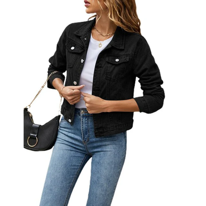 Classic Womens Blue Jean Jacket With Buttons