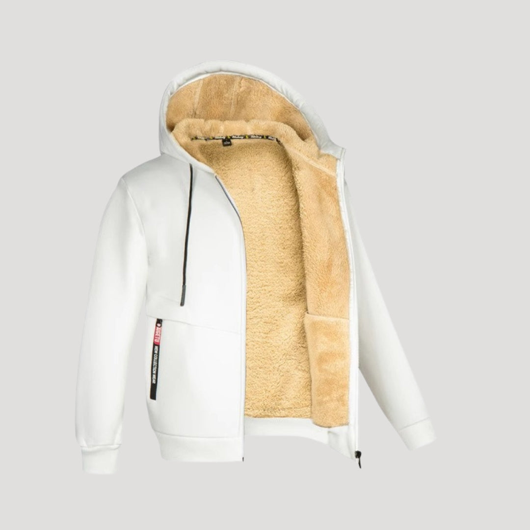 Warm Fleece Lined Zipper Hooded Jacket