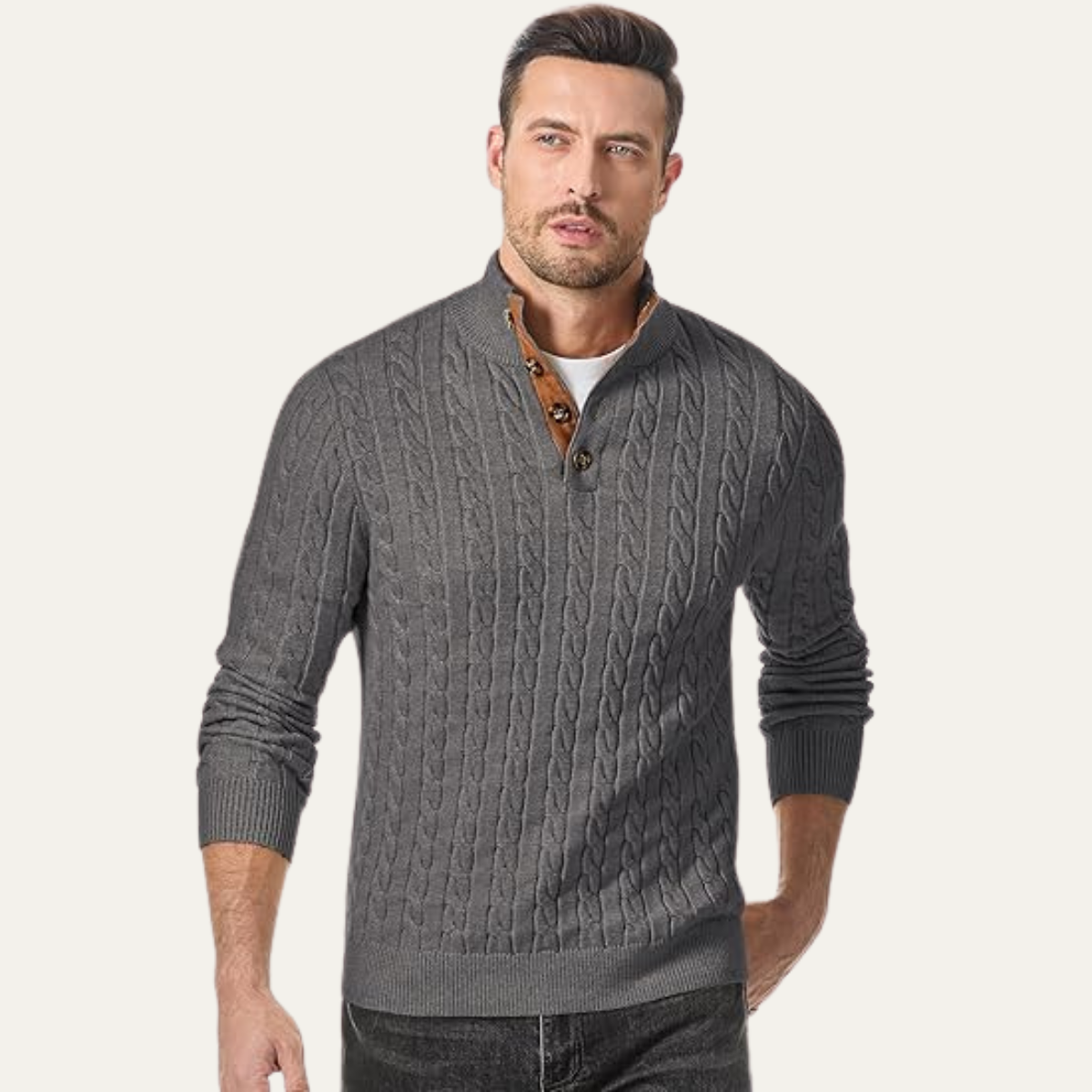 Classic Men's Cable Crew Neck Sweater