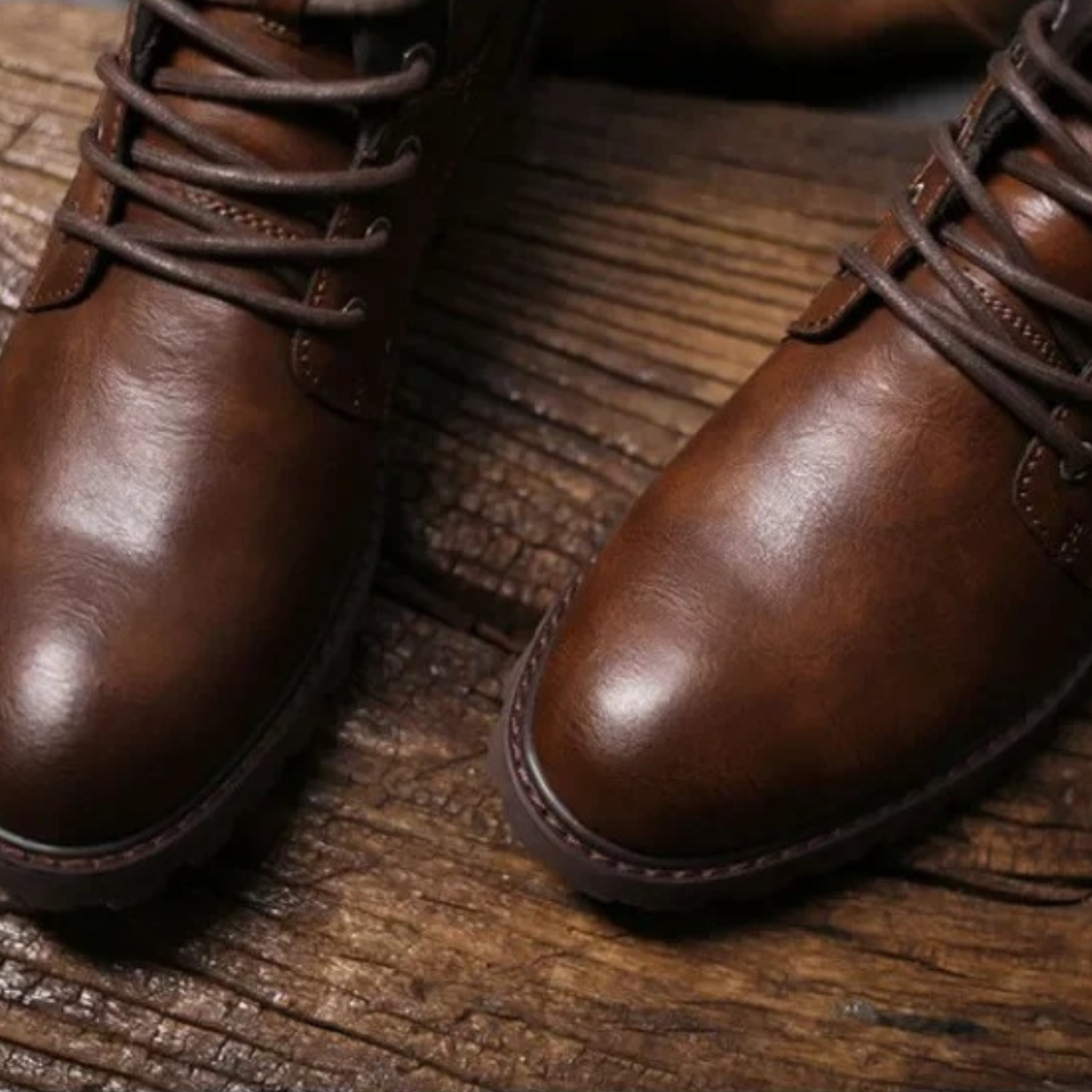 Rugged Men's Classic Leather Ankle Boots