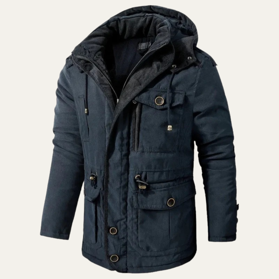 Rugged Corduroy Work Jacket with Faux Fur Collar