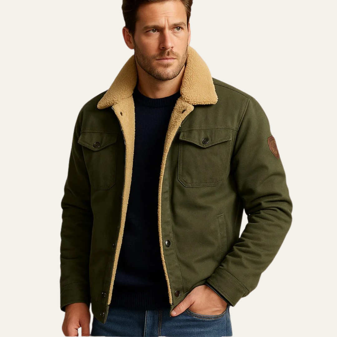 Warm Synthetic Lined Zip Up Denim Jacket